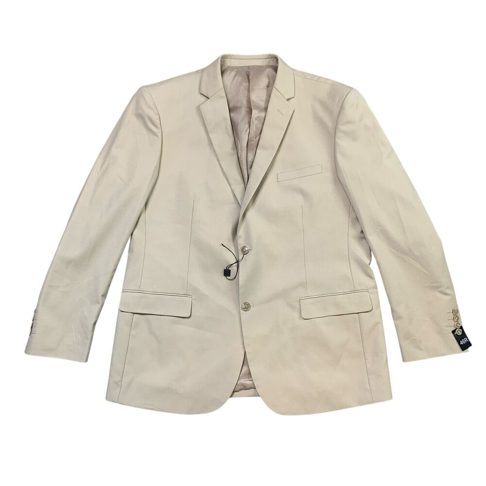 Alain Dupetit Blazer Mens 46R Beige 2 Button Tetron Blend Notch Single Breasted